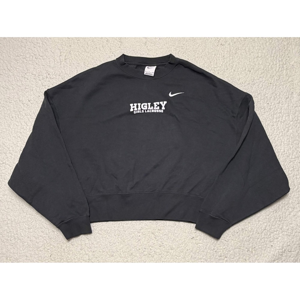 Nike Womens Higley Girls Lacrosse Sweatshirt Pullover Size S Black Crewneck